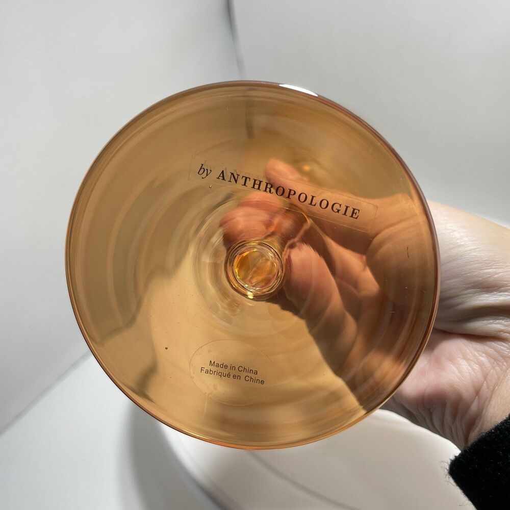 Anthropologie The Zaza Collection Wine Glasses - Honey Luster Gold Rim Set of 2 - Picture 7 of 8